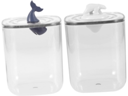 Juego de 2 cajas transparentes para bastoncillos y bolas de algodón, con estampado animal. De Gokoco.