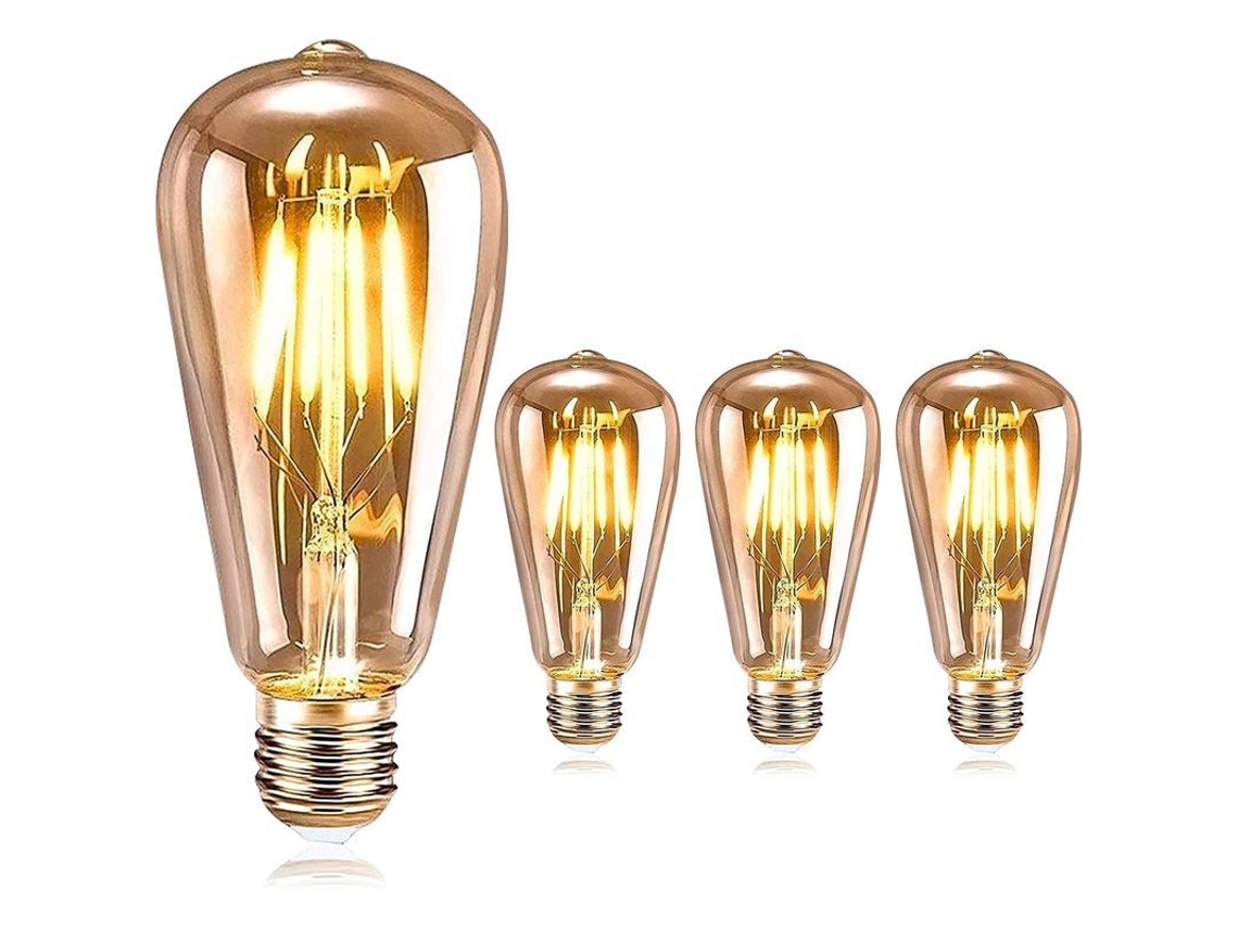 Bombillas Led Edison E27 St64 De 4 W, Estilo Antiguo Decorativo De Luz Blanca Cálida (paquete De 3) clase Energética F