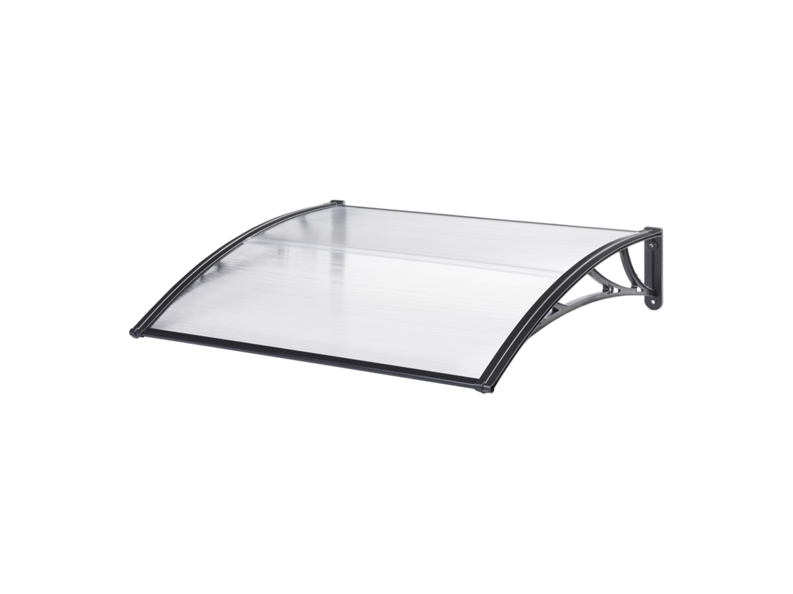Marquesina exterior para Puertas Mellerud protección policarbonato e plástico 100 x 60 cm Transparente y Negro [EN.CASA]