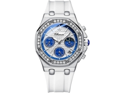 Reloj de pulsera resistente al agua con fecha de diamante y cronógrafo con fase lunar para mujer - Azul
