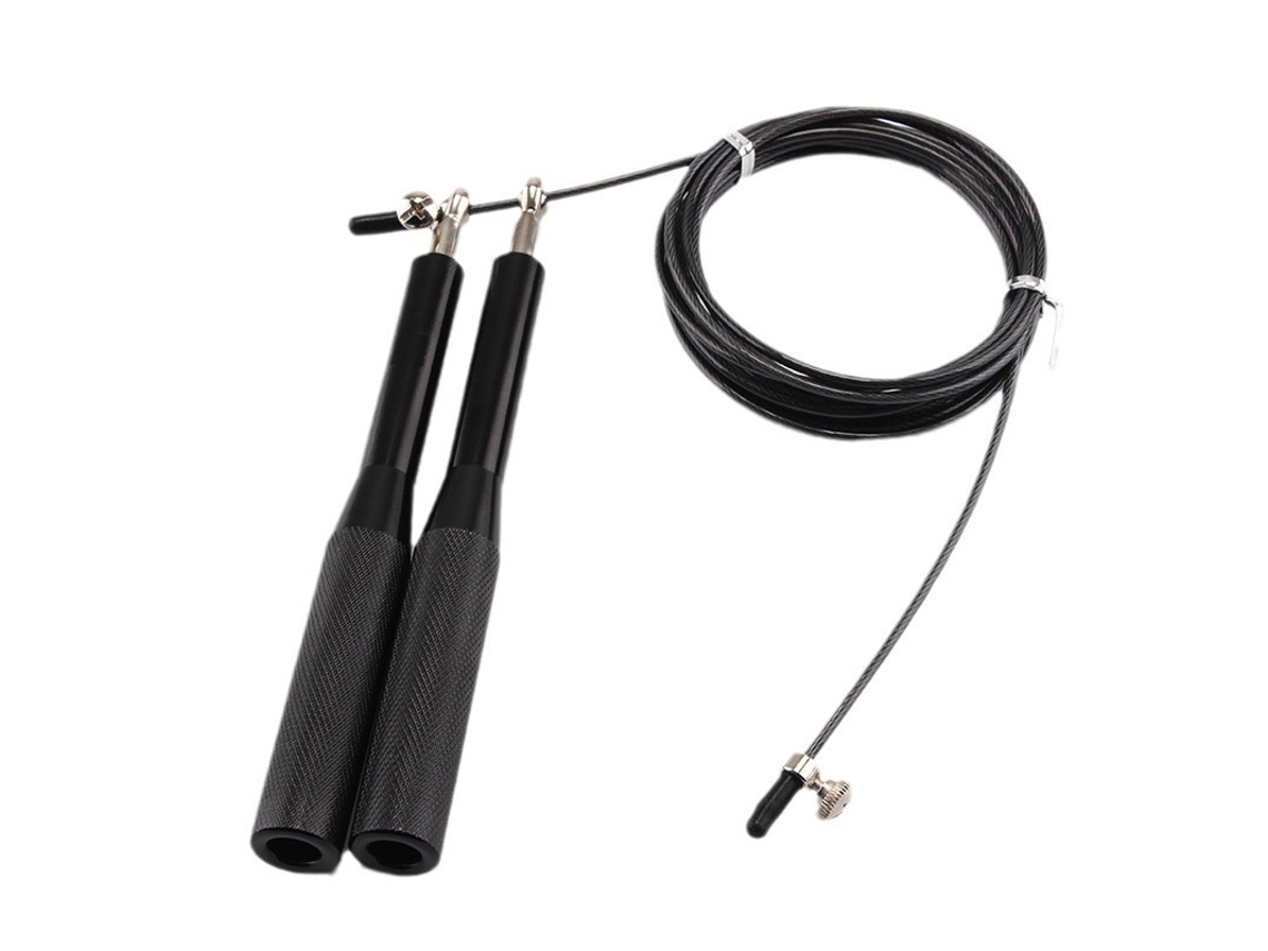 Cuerda de saltar profesional Mdug de aluminio negro para CrossFit, con rodamientos y asas antideslizantes.