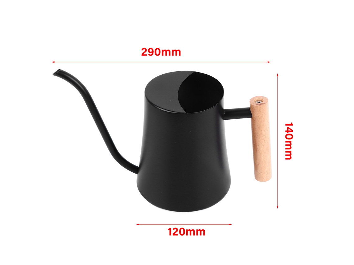 Regadera De Acero Inoxidable Con Boquilla Larga, 1 Litro, Para Plantas De Interior, Con Mango De Madera.
