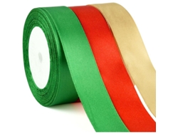 Correa de seda para manualidades navideñas de 2,5 cm, roja, verde y dorada, para sobres, regalos y decoraciones DIY.
