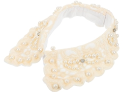 Cuello De Encaje Con Cuentas Desmontable Estilo Retro Para Mujer, De Algodón Beige, Elegante Y Duradero, Ideal Para Bodas.