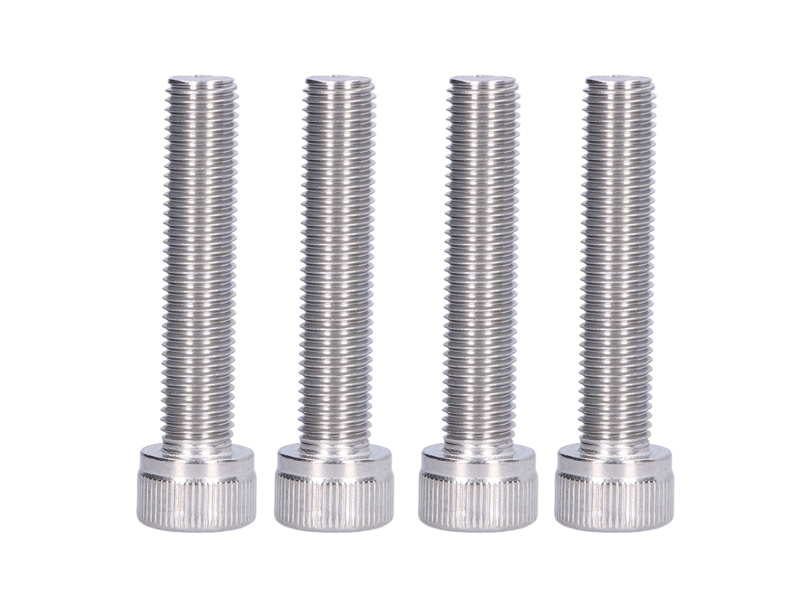 4 tornillos hexagonales de cabeza cónica de acero inoxidable A2, paso fino, 1,25 mm, M10x50 | Sin marca