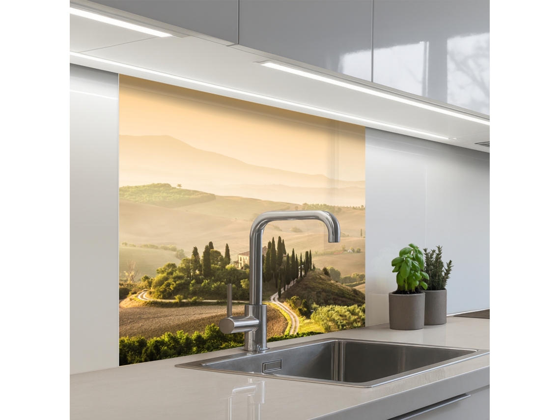 Paneles para salpicadero de cocina - Diseño paisajístico - Toscana - Luz matutina 80x80 cm