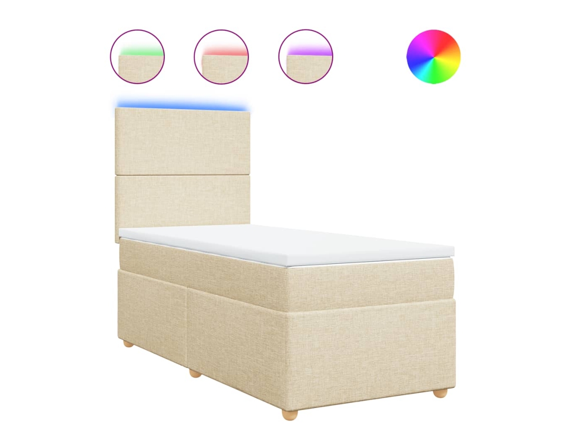 Cama Box Spring VIDAXL Crema Tela (80x200 cm)