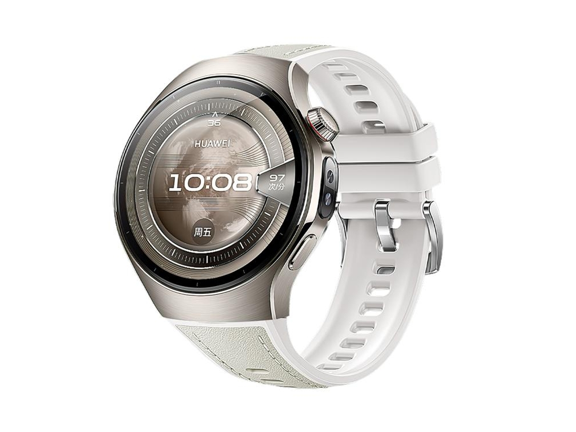 Bracelete Para Huawei Watch 5 (46mm) - Silicone E Couro Híbrido Branca