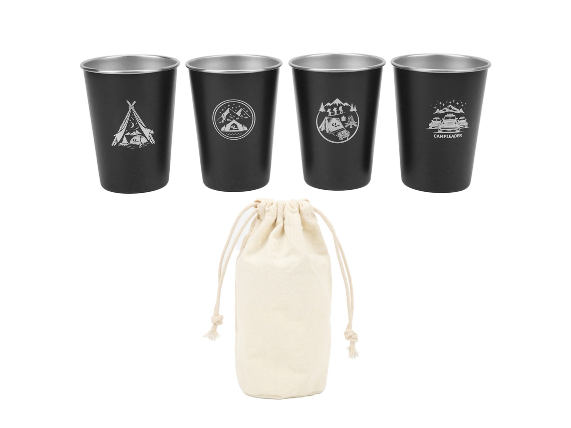 Vasos Portátiles Para Camping, Fabricados En Acero Inoxidable 304, Resistentes A Altas Temperaturas, 350 Ml, Color Negro, Ideales Para Viajes Al Aire Libre.
