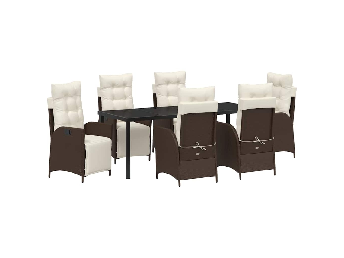 Juego de comedor de jardín de mimbre marrón de 7 piezas EXCLUSIVO DE MAISON