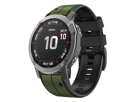 Correa Smartwatch para Garmin Fenix 7X Solar 26mm Silicona Deportiva Bicolor (Amygreen + Negro)