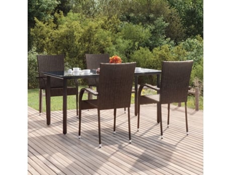 Conjunto 5 de comedor de jardín VIDAXL ratán sintético marrón