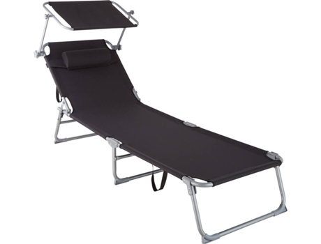 Tumbona TECTAKE Chloe (Negro - Acero - 161x68x111 cm)