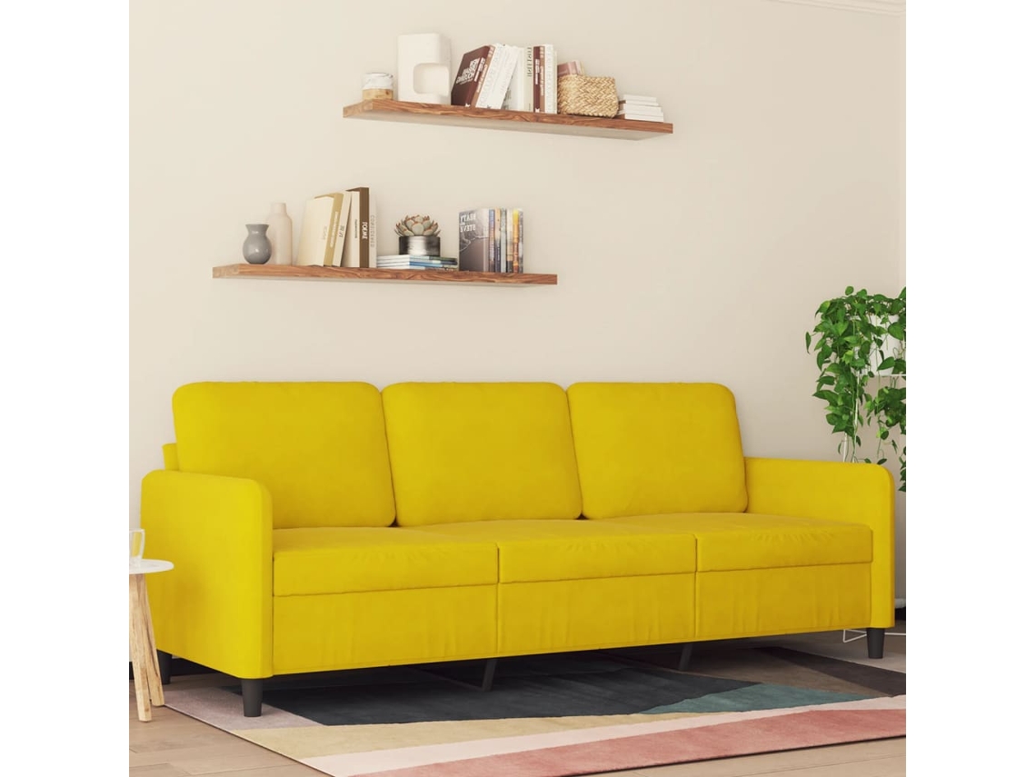Sofá De 3 Plazas Terciopelo Amarillo 180 Cm