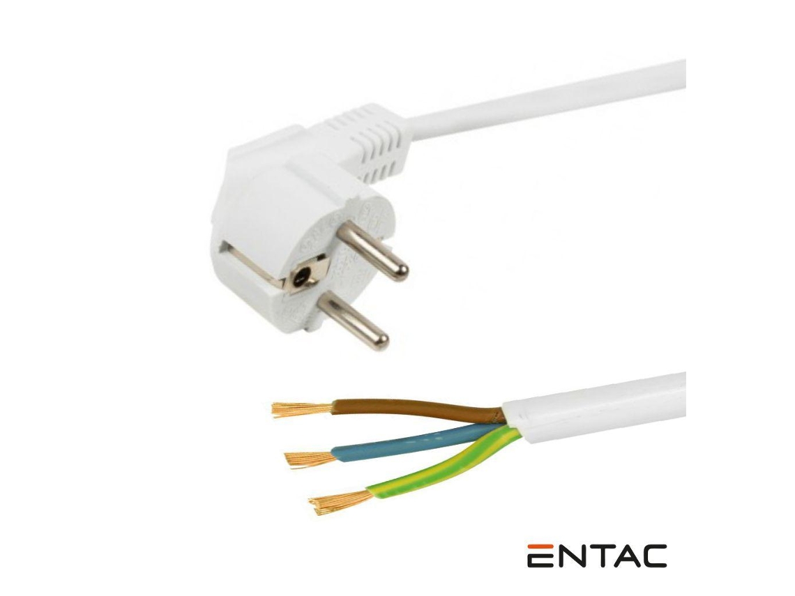 Cable Alimentación Schuko Macho 3g1.5 1.5m Blanco Entac