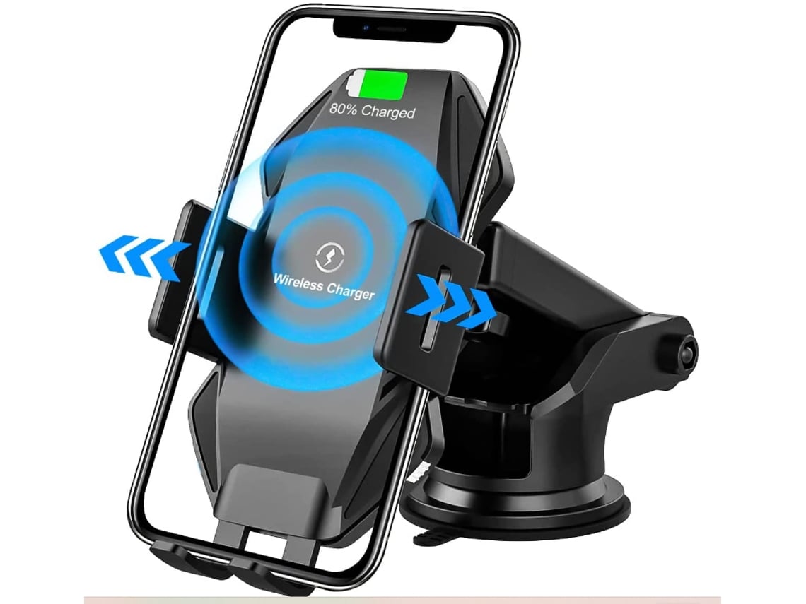 Cargador Crgador Inalambrico Auto Qi Fast Sujeción Automatica Para Samsung Yizhood Negro