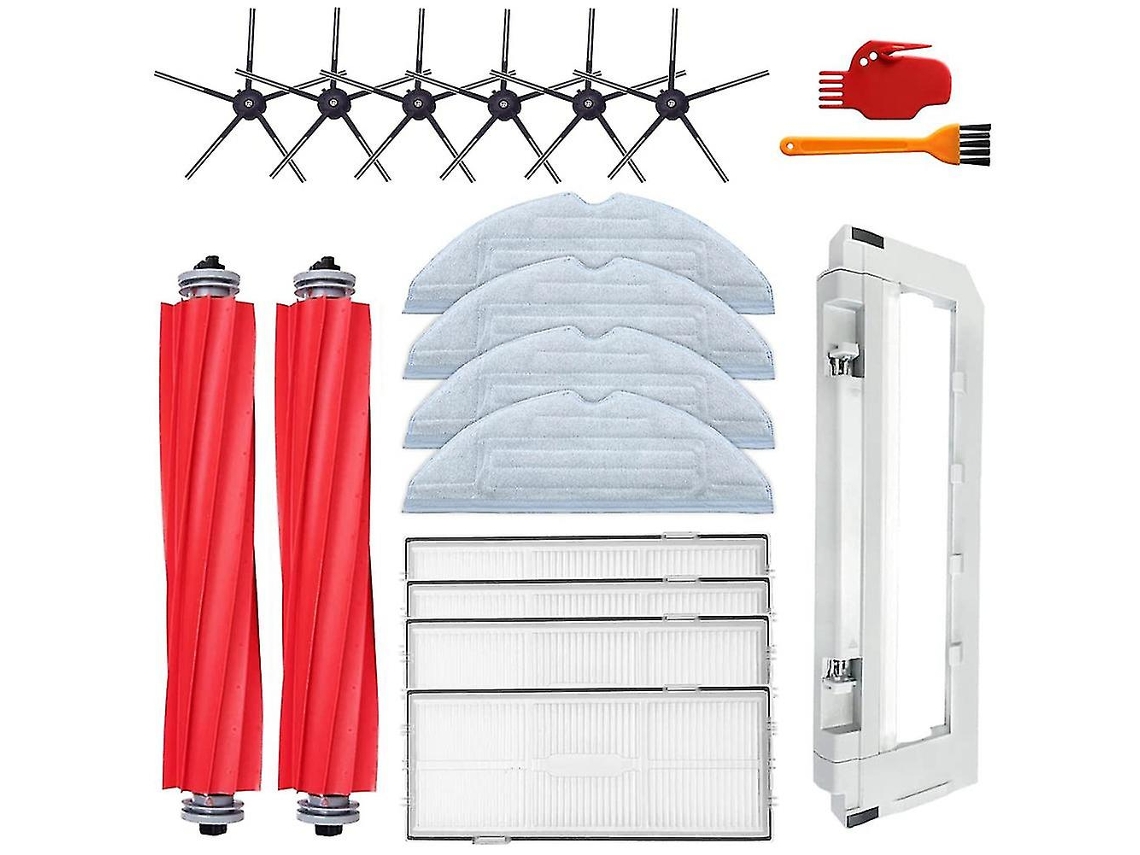 Cepillo giratorio, cepillo lateral, filtro y paños de fregona compatibles con Roborock S7 T7s A