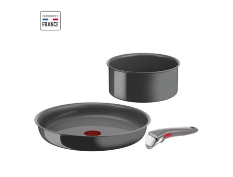 Tefal Ingenio lote de 3 quartos, 28 cm de fogão, panela 18 cm, alça, indução, cerâmica, feita na França, renova L2609302