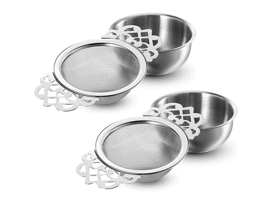 Infusor De Té De Acero Inoxidable 304 Con Recipiente, Malla Ultrafina, 2 Unidades