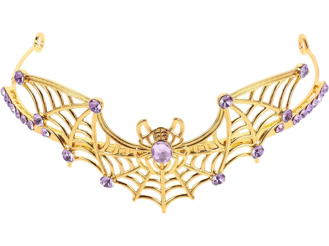 Tiara De Telaraña Metálica Para Halloween, Diadema De Araña Adornada Con Diamantes De Imitación