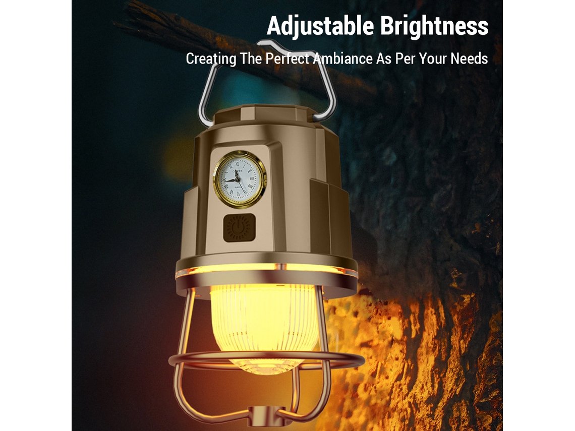 Linterna Led Recargable Para Camping Con Certificación Ipx4, Brillo Ajustable, Batería De 1200 Mah Y Función De Power Bank. Ideal Para Camping Y Glamping.