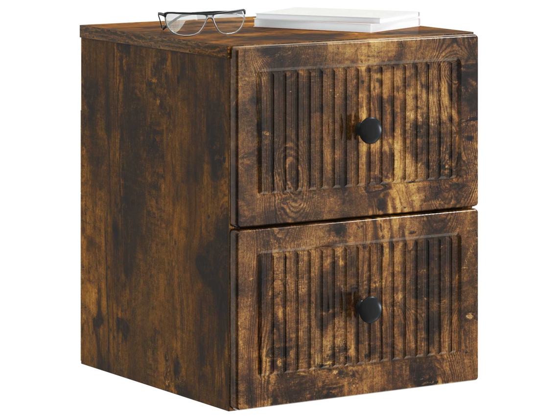 Maison Exclusive - Mesita De Noche De Pared 2 Pcs Roble Ahumado 33 X 34,5 X 40 Cm