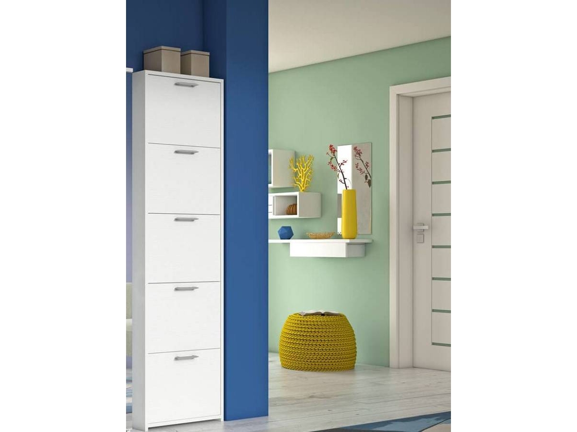 Zapatero DMORA 61 Blanco (Melamina - 18x50x178 cm)