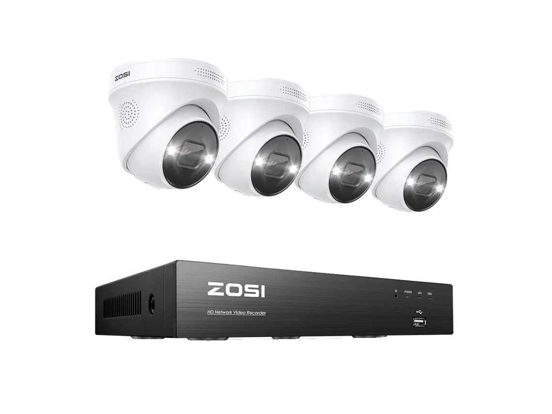 Sistema de cámaras de seguridad, resolución de 8 MP, detección por IA, 4 cámaras de 8 MP, sin IA