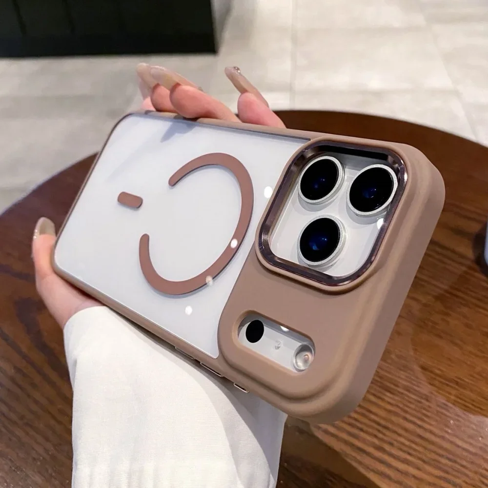 (oro, Iphone 14 Pro) Funda Rígida Transparente Para Teléfono Con Carga Inalámbrica Magnética Y Protección A Prueba De Golpes.