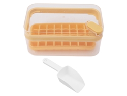 Bandeja De Gelo Com Tampa, Cubo E Colher 32 Cubos De Plástico Amarelo Para Freezer