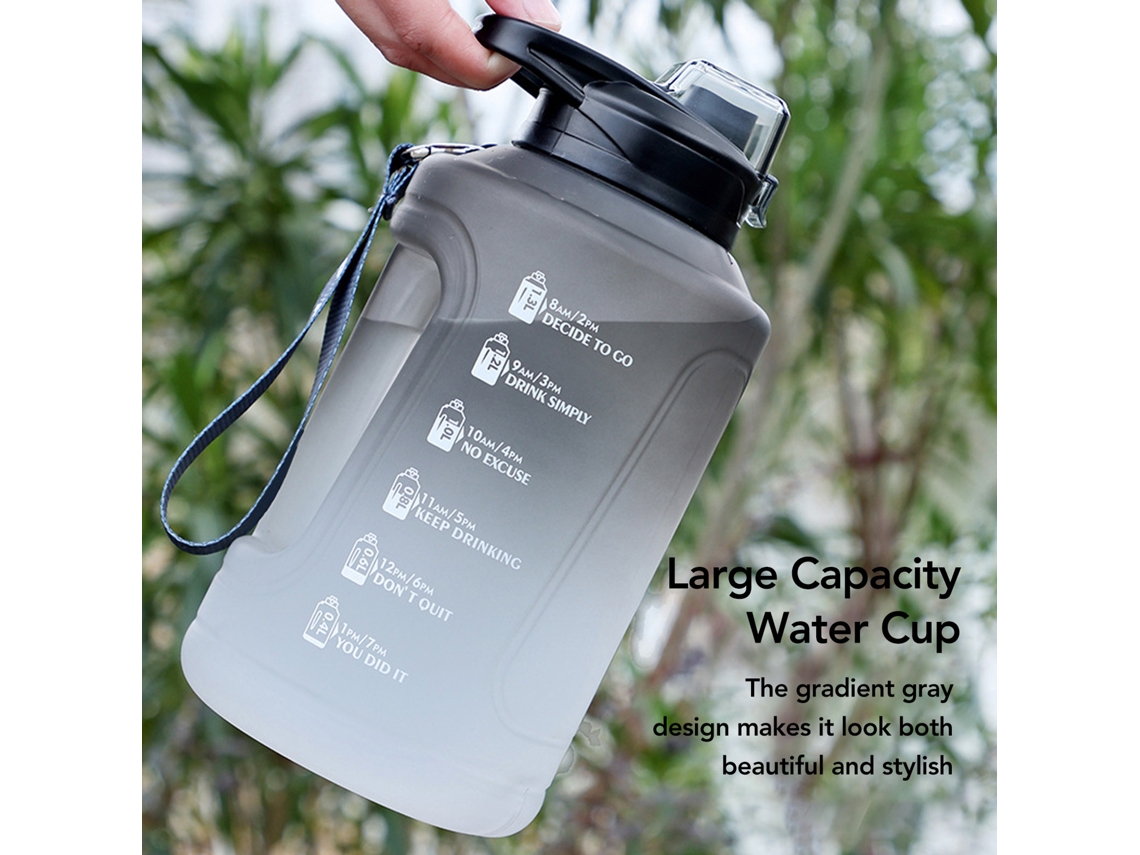 Vaso De Agua De Gran Capacidad (1500 Ml), Vaso De Plástico Anticaída Para Deportes Al Aire Libre, Gris Degradado.