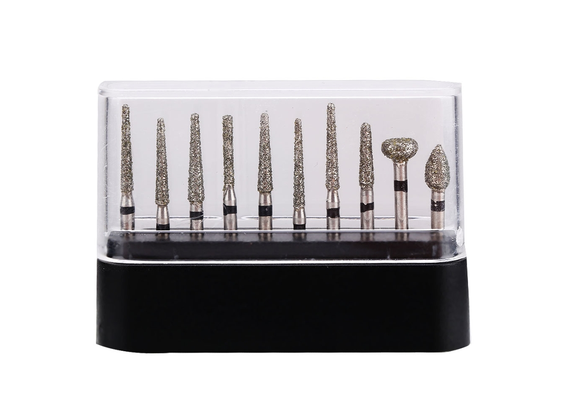 10 Brocas De Diamante Dentales Fg De 1,6 Mm Para Taladro Manual De Alta Velocidad Con Mango De Acero Inoxidable.