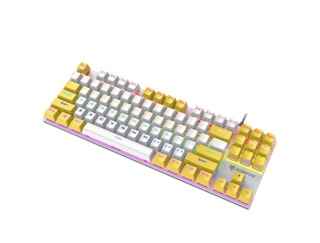 K80 Teclado mecánico de 87 teclas Interruptor azul Ergonómico Antideslizante Mezcla sensible Retroiluminación de color a juego Teclado USB para jue...