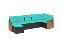 Maison Exclusive - Conjunto De Sofá De Jardín De 7 Piezas Con Cojines, De Poliratán Negro