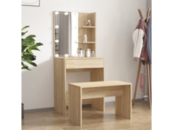 Tocador con LED en madera procesada de roble Sonoma, DKD HOME DECOR