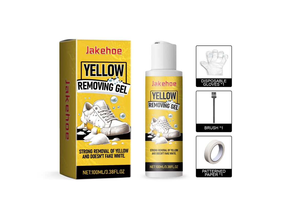 Gel quitamanchas eficaz para zapatos blancos contra manchas amarillas.