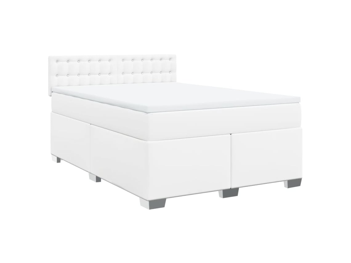 Maison Exclusive - Cama Box Spring Con Colchón Cuero Sintético Blanco 160x200 Cm