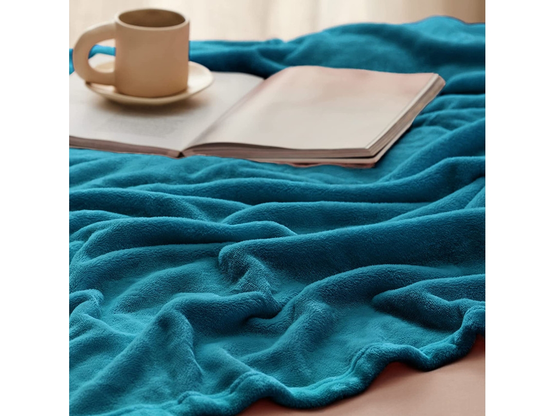 Manta Suave Azul Pavo Real 150x200Cm-BOD HOME