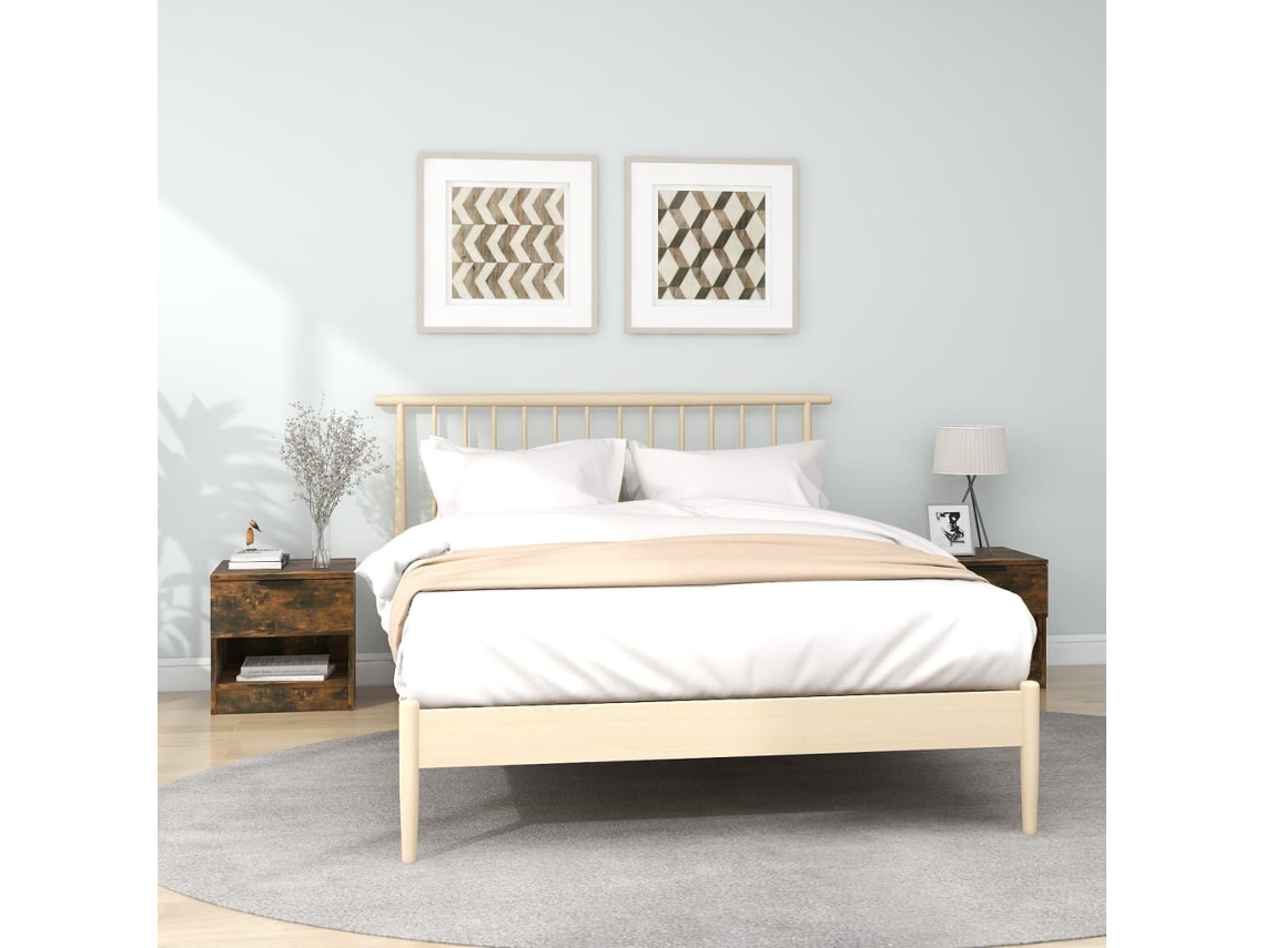 Mesitas de Noche LOVELY HOME Mesinha 2 Pcs Derivados de Madeira Carvalho Fumado