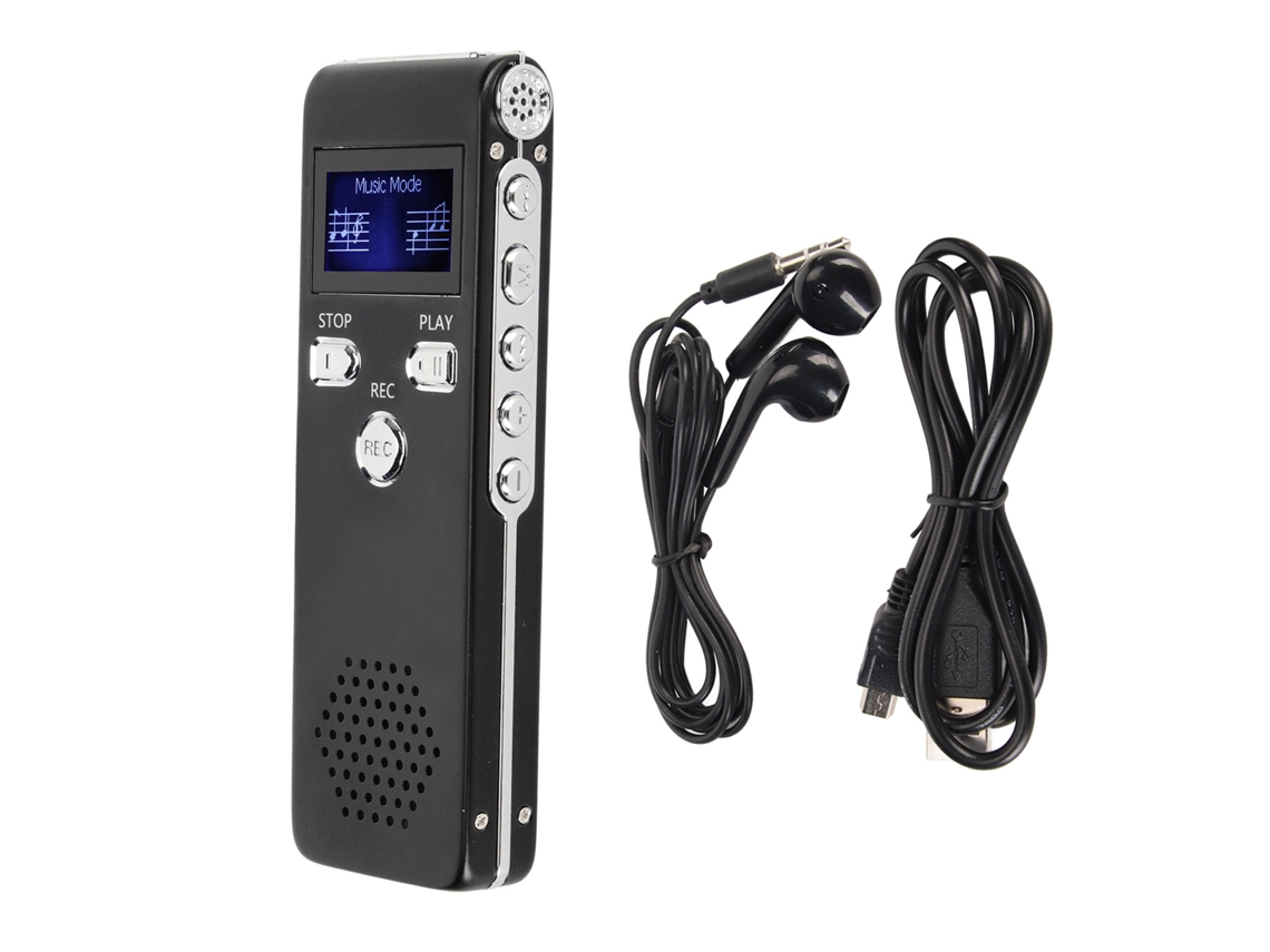 Gravadora De Voz Digital Com Microfone Dual Redução De Ruído Hd 32g Gravador Portátil Mp3 Player