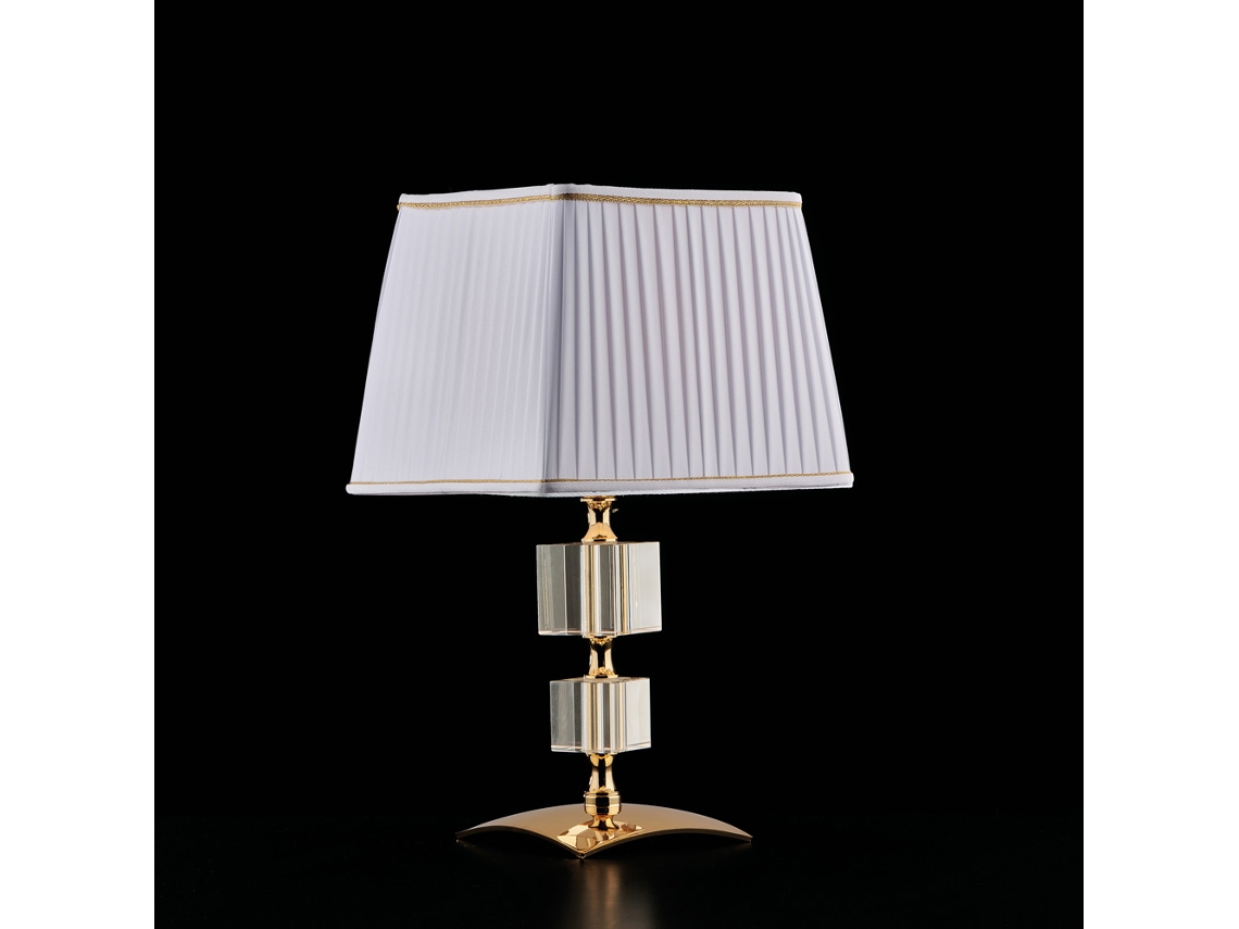 Franz - Lámpara De Mesa En Hierro Dorado Y Cristal 1 Luz Con Pantalla Al.36 - Ø20 - Bl275-lt-or