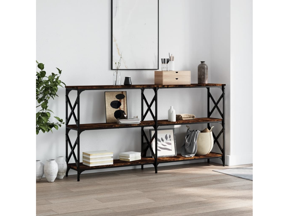 Mesa Consola | Mesa De Entrada | Mesa De Apoyo Madera De Ingeniería Roble Ahumado 156x28x80,5 Cm