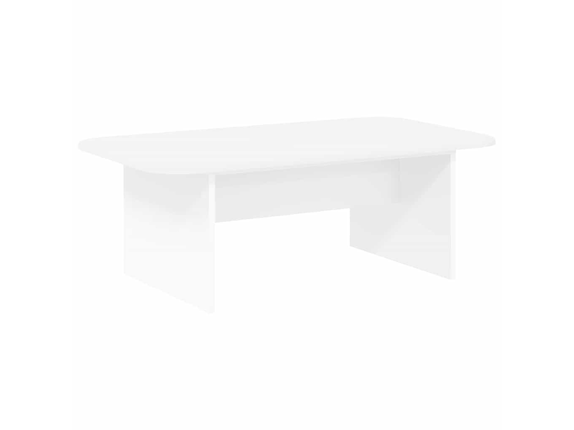Mesa de centro blanca con madera procesada (93x53x33 cm)