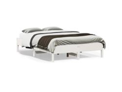 Estructura De Cama Sin Colchón Madera De Pino Blanco 135x190 Cm