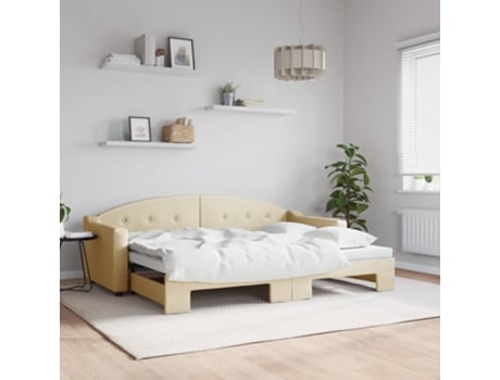 VIDAXL Sofá cama nido tela crema 80x200 cm