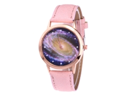 Reloj De Pulsera De Aleación Para Parejas Con Esfera Redonda Y Movimiento De Cuarzo Rosa Oscuro.