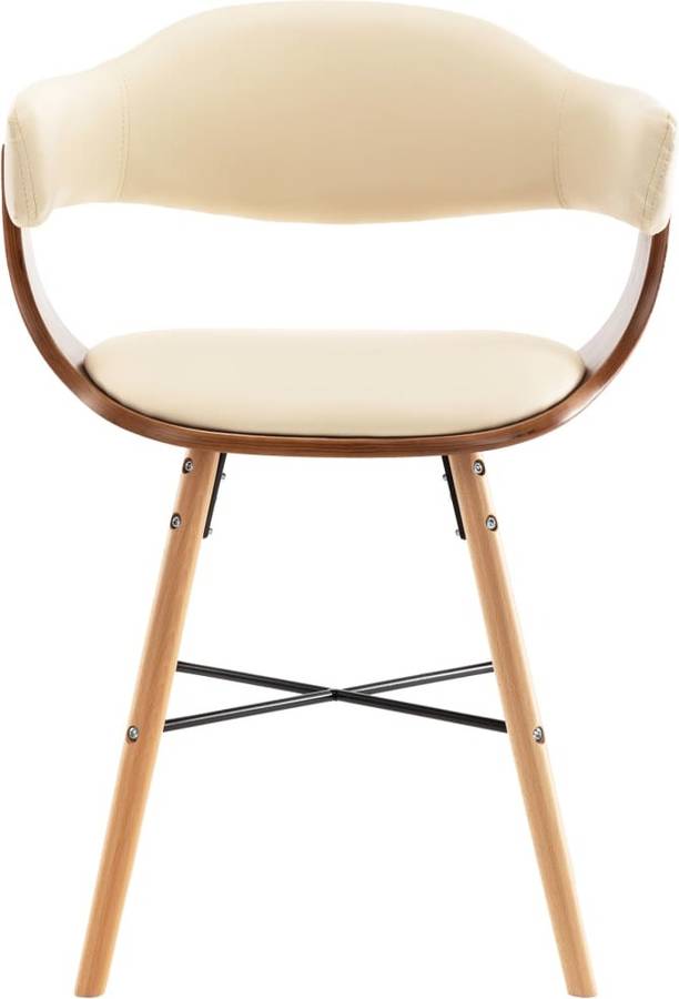Conjunto 4 Sillas de Comedor VIDAXL 279495 Cuero Artificial Beige Madera Curva