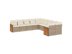Maison Exclusive - Juego De Sofás Jardín Con Cojines Beige 10 Pzas Ratán Sintético