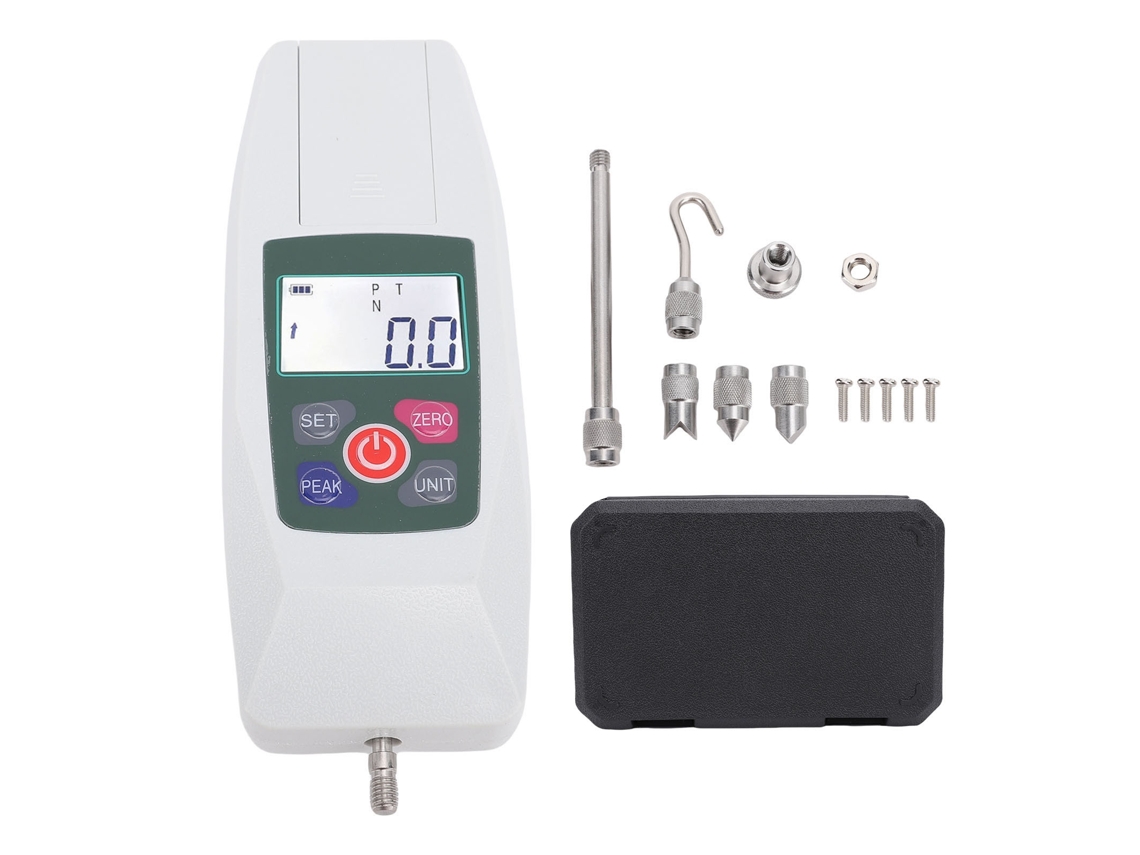 Dinamómetro Digital De Tracción Y Compresión De 500 N Con Estuche De Almacenamiento, Pantalla Lcd Retroiluminada Y Apagado Automático.