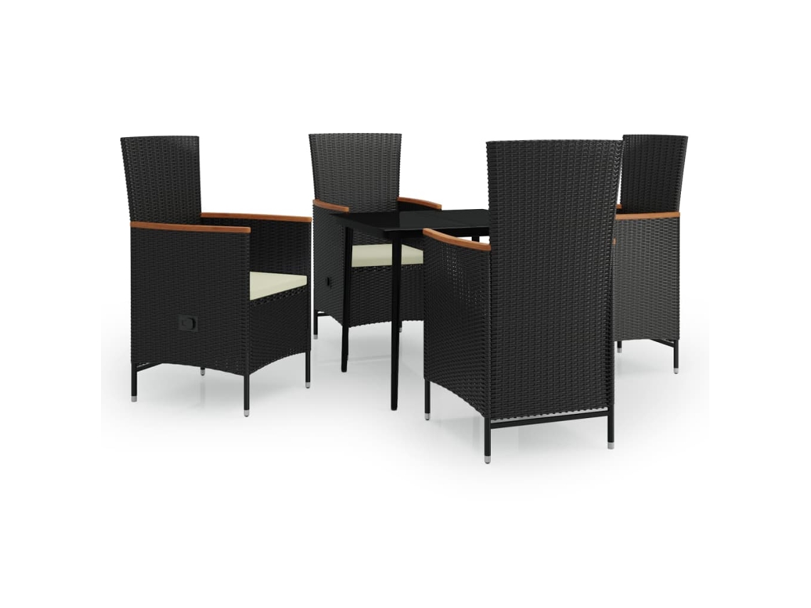 Maison Exclusive - Juego de comedor de jardín de 5 piezas con cojines, negro